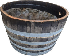 LARGE Watertight 100% GUARANTEED  Oak wine half barrel planter patio MINI POND