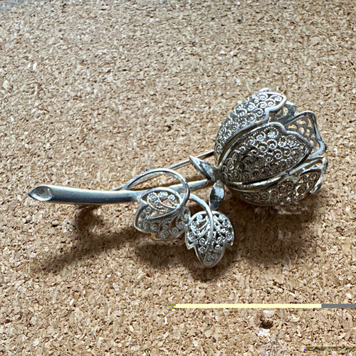 Silver filigree rose - , flower
