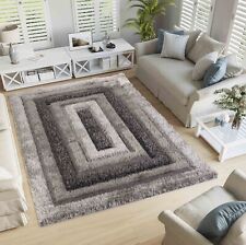 Shaggy Area Rugs Shimmer Modern Soft Border Design Hand Carved Shiny Living Room