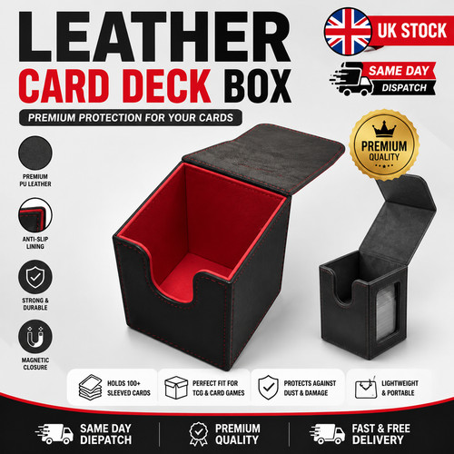 Leather card deck box magnetic - leather,