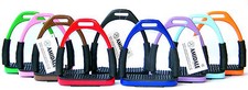 AMIDLAE FLEXI SAFETY STIRRUPS HORSE RIDING BENDY IRONS S/STEEL BEAUTIFULL COLOUR