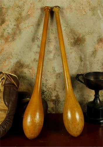 Antique pair indian clubs - of,