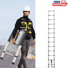 3.8M Heavy Duty Multi-Purpose Stainless Steel Telescopic Ladder No-slip