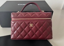 Chanel Vanity Case Bag Burgundy Caviar Leather Gold Hardware