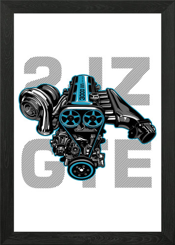 2jz gte engine - engine, framed