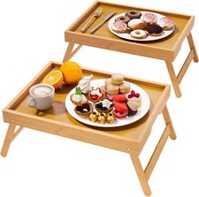 2 Pack Bamboo Bed Tray Table