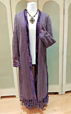 Vintage Velvet Designer Duster Coat, Purple, Kimono, Size 10, 12, 14, Unique
