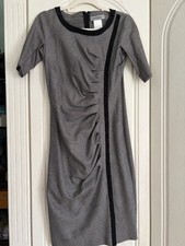 Sportmax Vintage Classic Check Wool Dress Unlined Short Sleeve Ruched Size 42