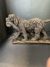 Italian Spinone Gundog With Bird  cold cast bronze ornament English sculpture