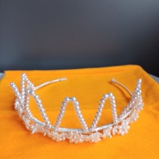 Vintage Bridal Tiara Headpiece Crown  Pearl effect Floral Pre-loved 1980's Prop