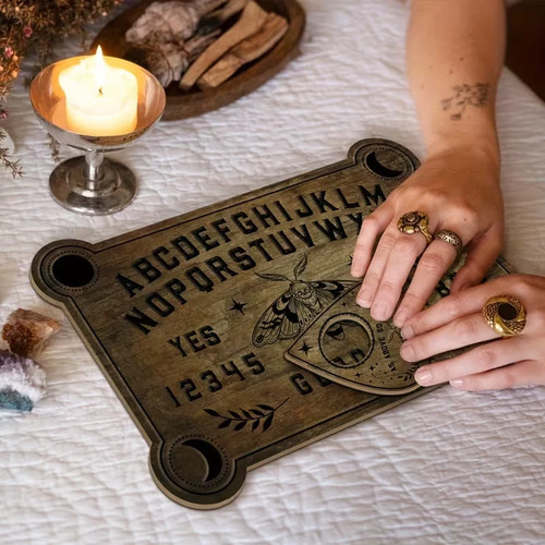 Wooden ouija board set - wooden, with