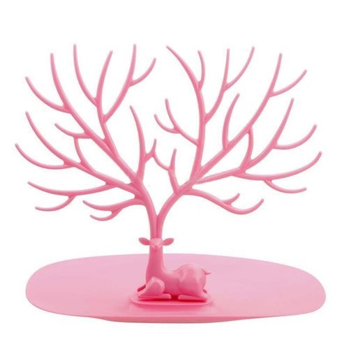 Display pink jewelry tree - pink, deer