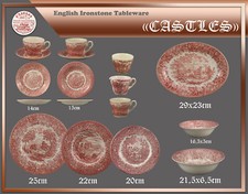 English Ironstone "Castles" Parts to Choose From: Plate Platter Dish Red EIT Cup