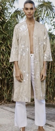 Zara sequin floral beige - zara,