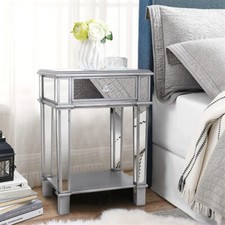 Glass Mirrored End Bedside