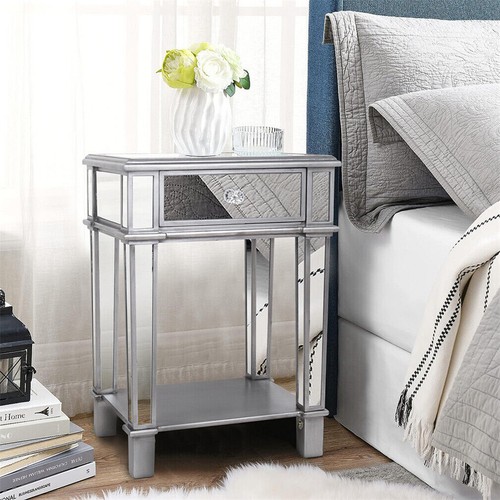 Glass mirrored end bedside - end,