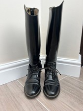 Vintage Regent Black Long Leather Riding Boots Size 3 Lace Up Rear Zip Size 3