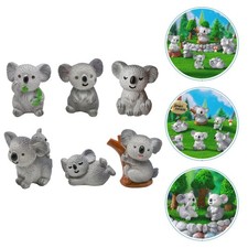  6 Pcs Figurines Animal Resin Ornaments Simulation Statues Decor Mini Garden