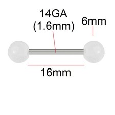 14G 16mm Tongue Bar Milky