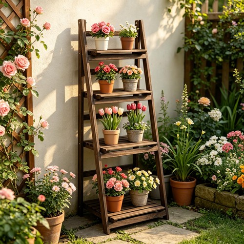 Wooden plant stand tier - wooden,