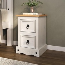 Corona White Bedside Cabinet 2 Drawer Pine Bedroom Drawers Side Table Nightstand