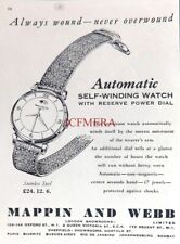 MAPPIN & WEBB Automatic Self-Winding Watch ADVERT : Small 1952 Print 670/31