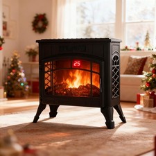 Freestanding Stove Electric Fireplace Heater Log Burning Flame Effect 900W/1800W