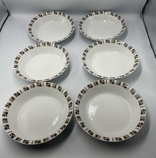 6 x Vintage Alfred Meakin Glo-White Random Pattern 7.5 ” Soup/Dessert Bowls