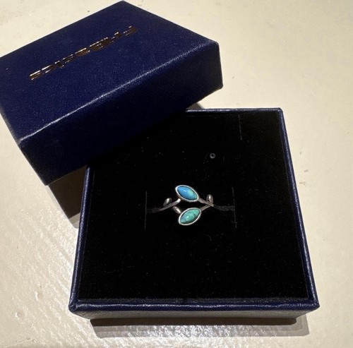 Sterling silver turquoise leaf - silver,