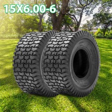 2X 15x6.00-6 Tyre for Ride On Lawn Mower Garden Tractor Turf Tire 2Ply Turf Tire