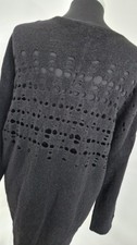 Sarah Pacini long cardigan one size black wrap holey crochet back wool rich