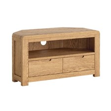 Oakmoor Corner TV Unit – 90cm Solid Oak Wide Compact Media Stand