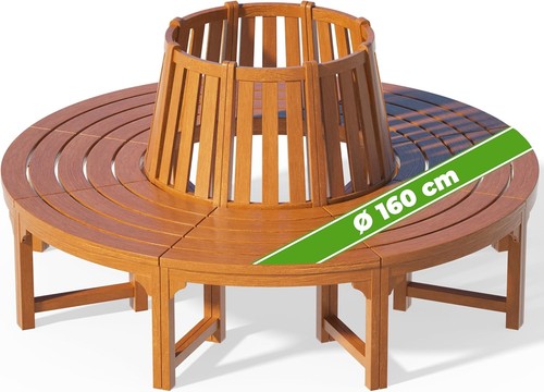 Round tree bench - with, backrest