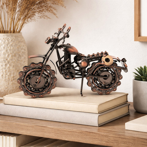 Metal bronze motorbike - metal,