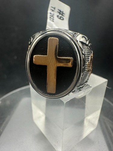 Mens cross ring - signet, pinky