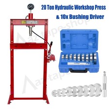 20Ton Heavy Duty Hydraulic Bench Shop Press w/Gauge &10 Bearing Bush Driver Kit
