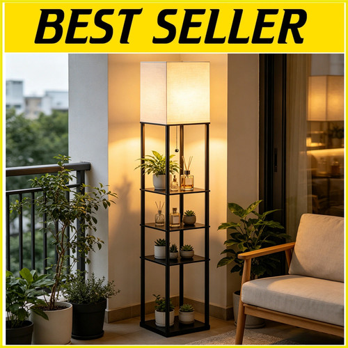 Standard floor lamp with shelf - with,