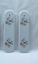 2 vintage Heatherley? ceramic door finger plates oriental style bird & flora
