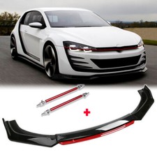 Front Bumper Lip Splitter Spoiler Body Kit+Strut Rods Glossy Red For VW Golf GTI