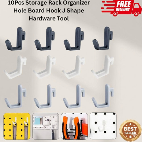 Pegboard hooks 10pcs - j, shape