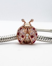 Rose Gold Charm Bead Pink Ladybird Bug Insect Genuine 925 Sterling Silver 💖