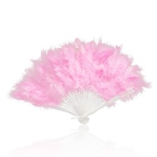 Pink Folding Feather Fan Vintage Retro Party Dance Wedding Prop