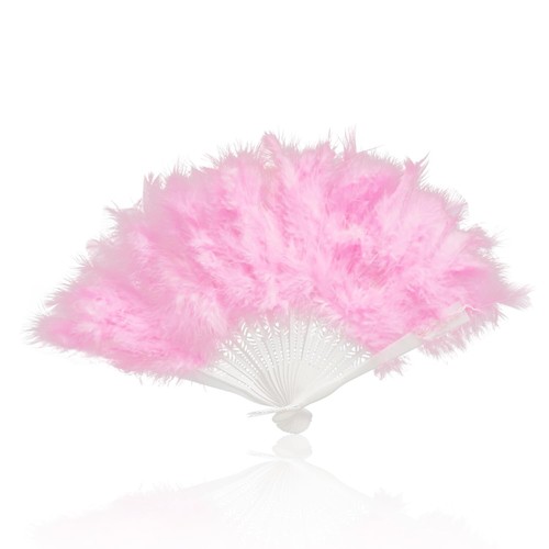 Pink folding feather fan - feather,