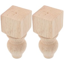  2pcs Wood Furniture Legs Couch Legs Replacement Carved Wooden Unfinished Square