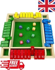 Wooden Dice Board Game Shut The Box for 4 Players Flaps & Dices Game Parent-chi