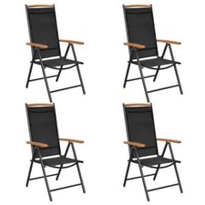 Folding Garden Chairs 4 pcs Aluminium and Textilene Black vidaXL