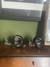 Wedgwood Set Of 2 Brown Glass Snail Ornaments Figurines vintage 