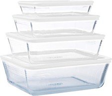 PyrexÂ® Cook & Freeze Set of 4 Glass Dishes with Airtight Lids (0.8 L, 1.5 L, 2.