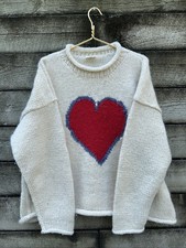 VTG Pachamama Handmade HEART Original 100% Wool Sweater RARE EUC VHTF L Nepal