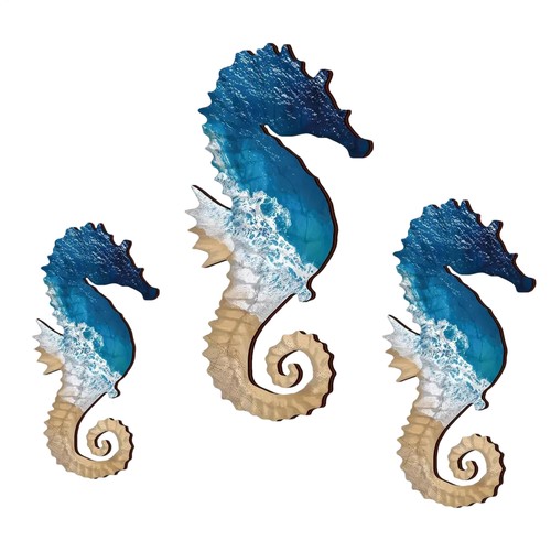3pcs wooden seahorse - 3pcs,